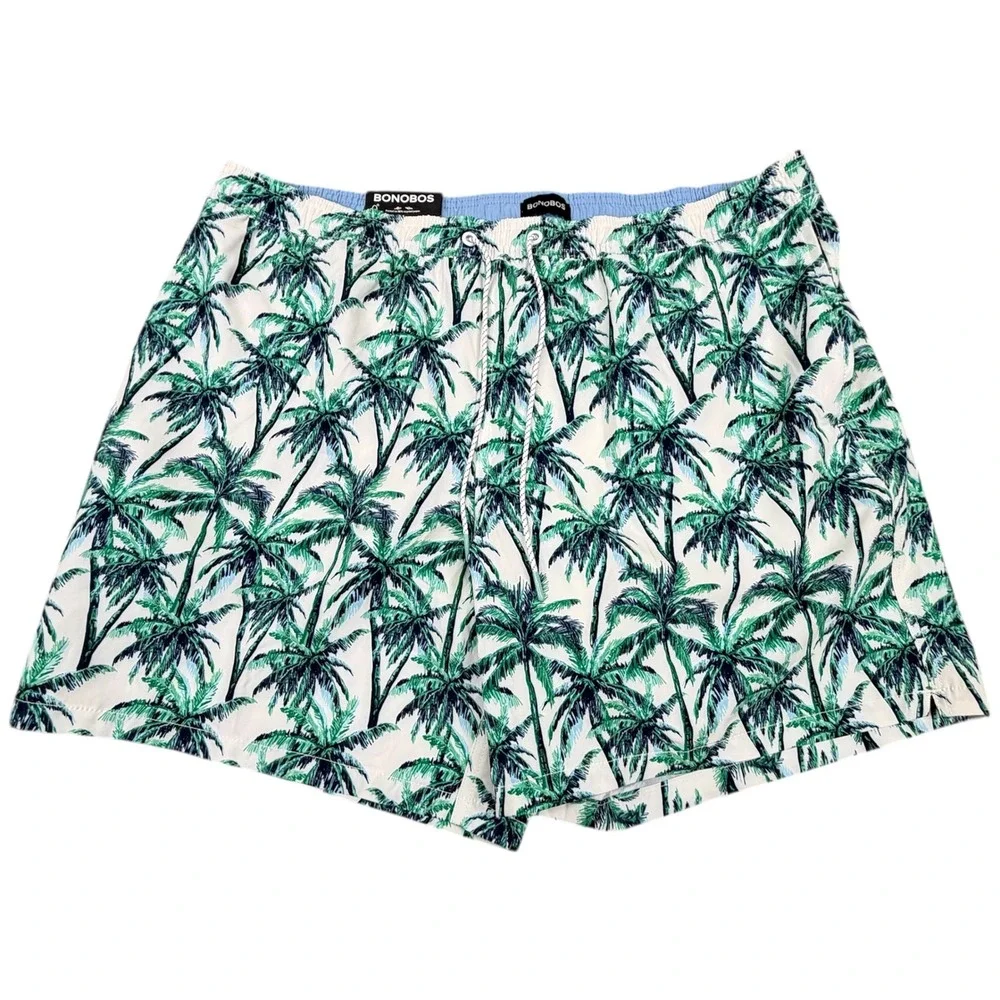 NEW Bonobos Lined Swim Trunks Mens XXL Green Blue‎ Palm Tree Tropical 7